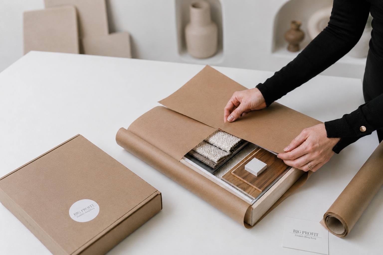 Curated material samples — composition one